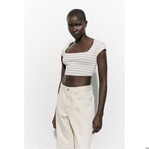 ZARA Novelty Stretch Knit Top NWT